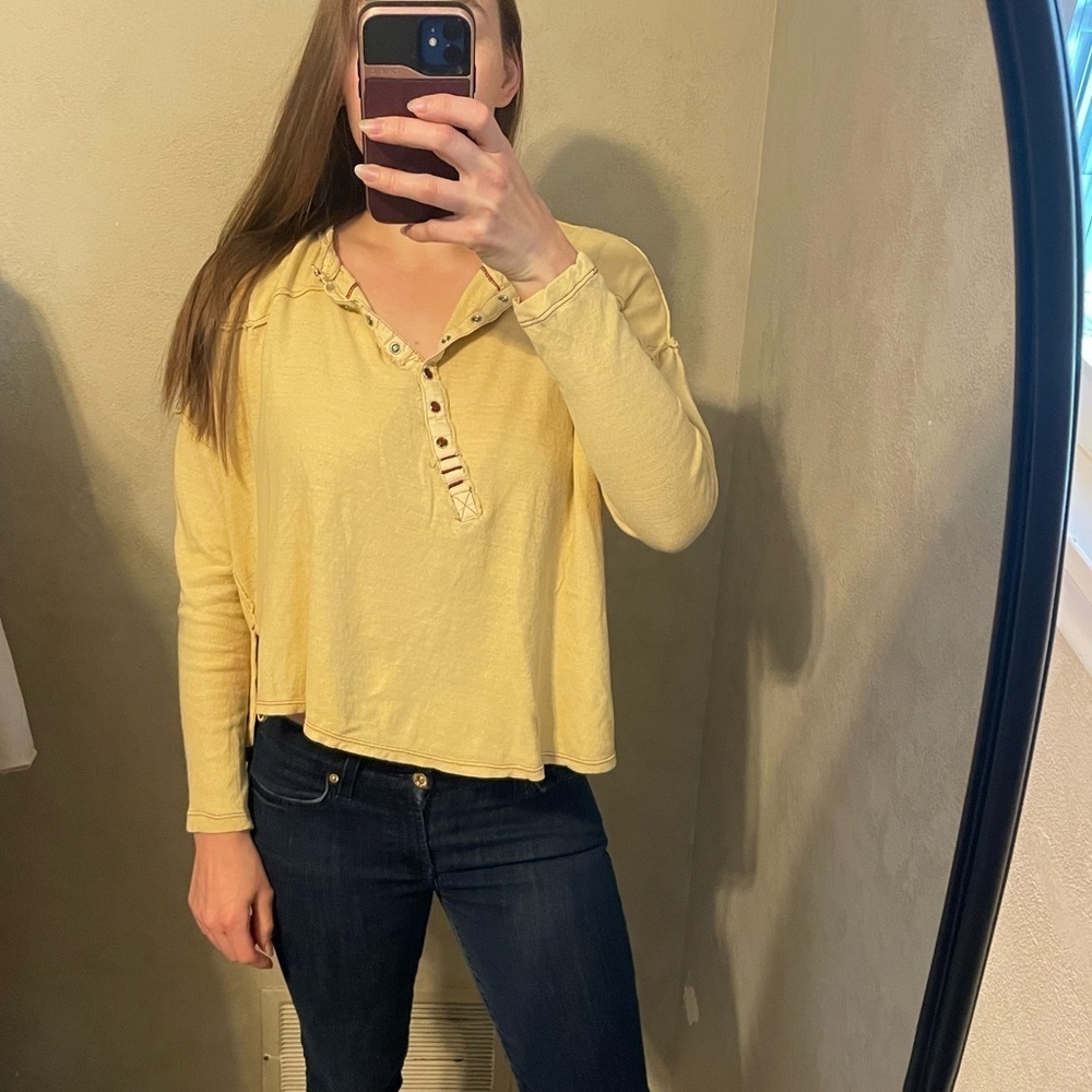 Free People Henley Top Yellow S